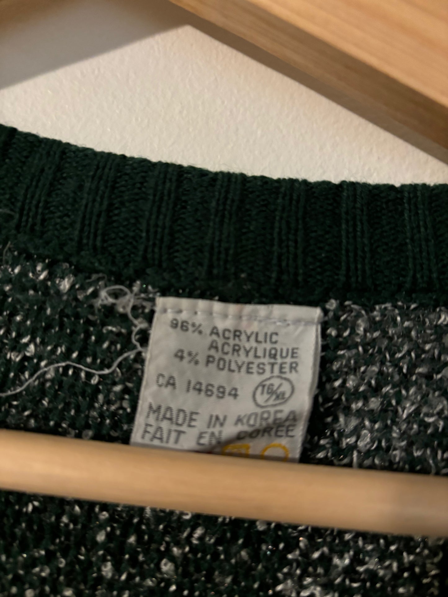 Vintage Green and Grey Wool Sweater