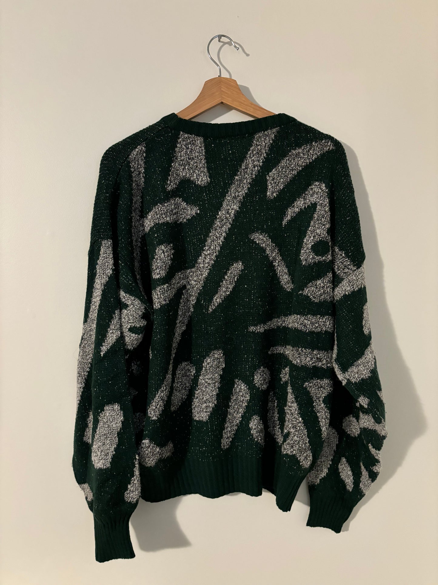 Vintage Green and Grey Wool Sweater