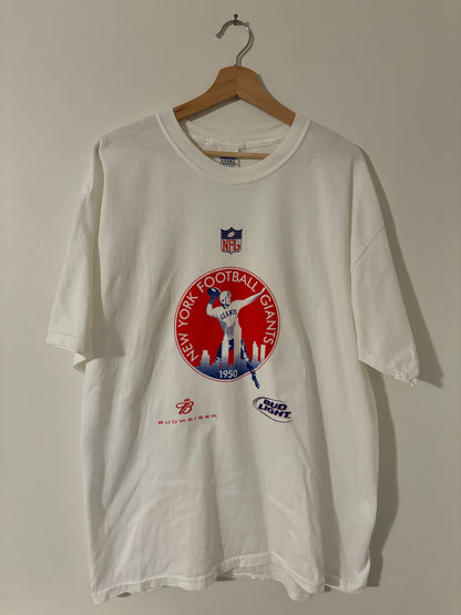 New York Giants White NFL Budweiser Tee