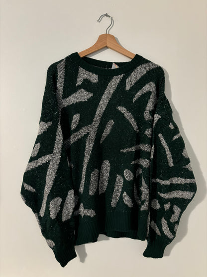 Vintage Green and Grey Wool Sweater