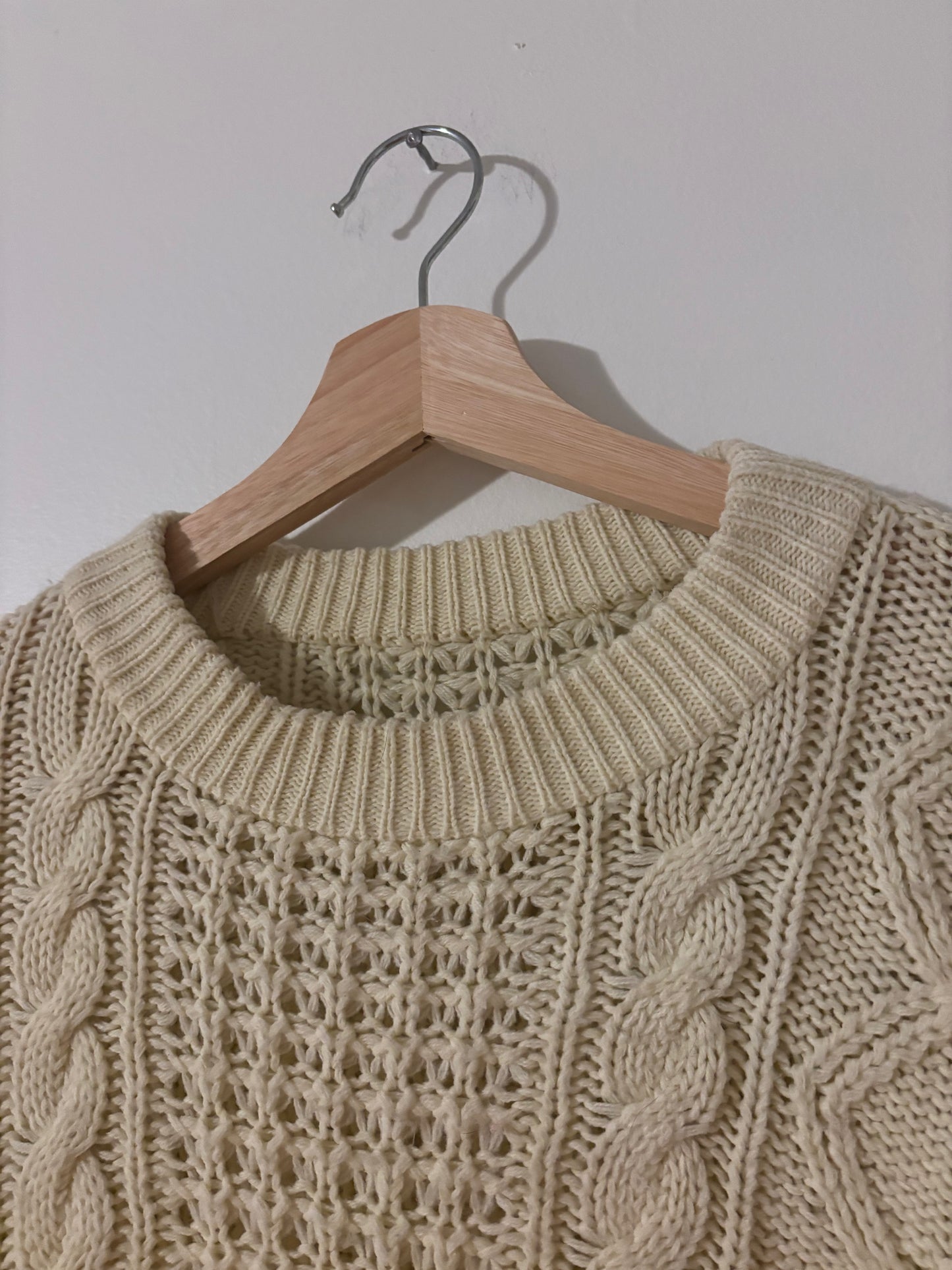 Vintage Cable Knit Cream Sweater